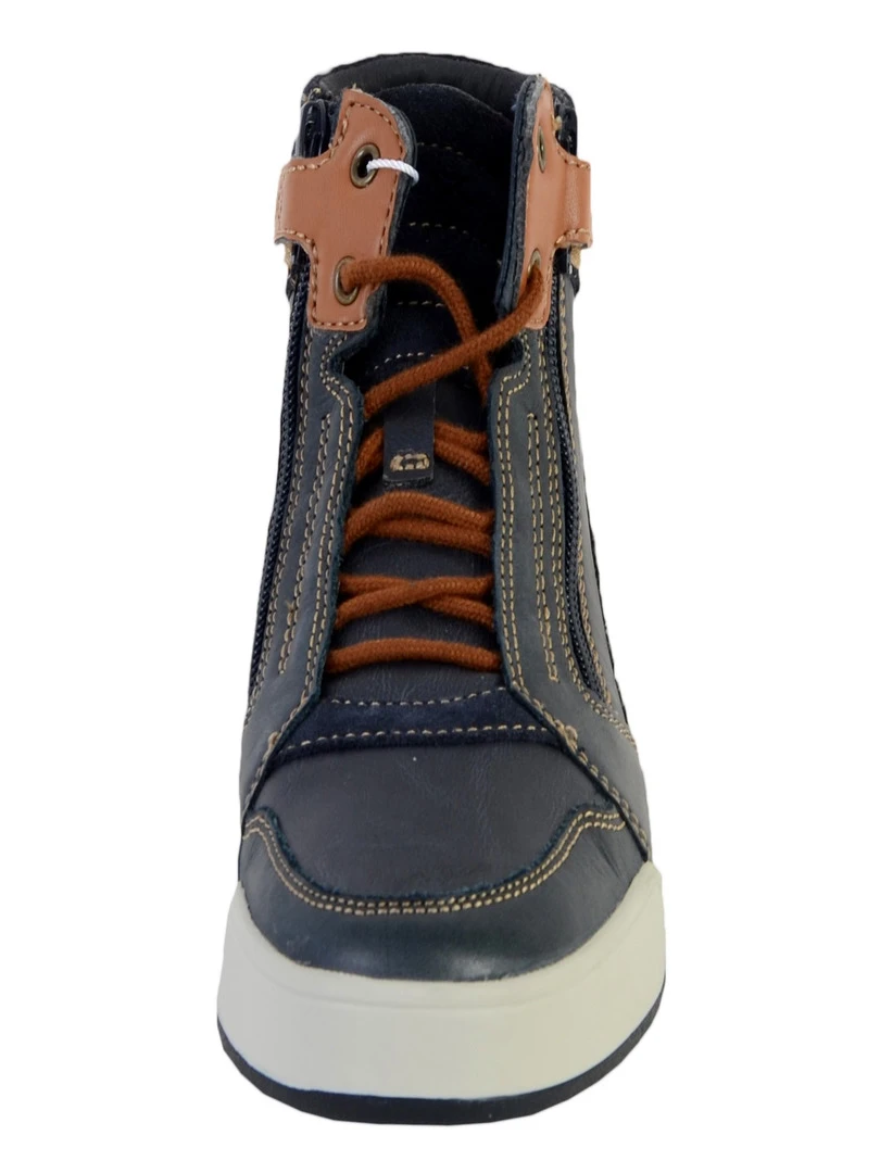 Basket Montante Geox EnfantGarçons J Perth B.D   SYNT+WAX.LEA   Bleu