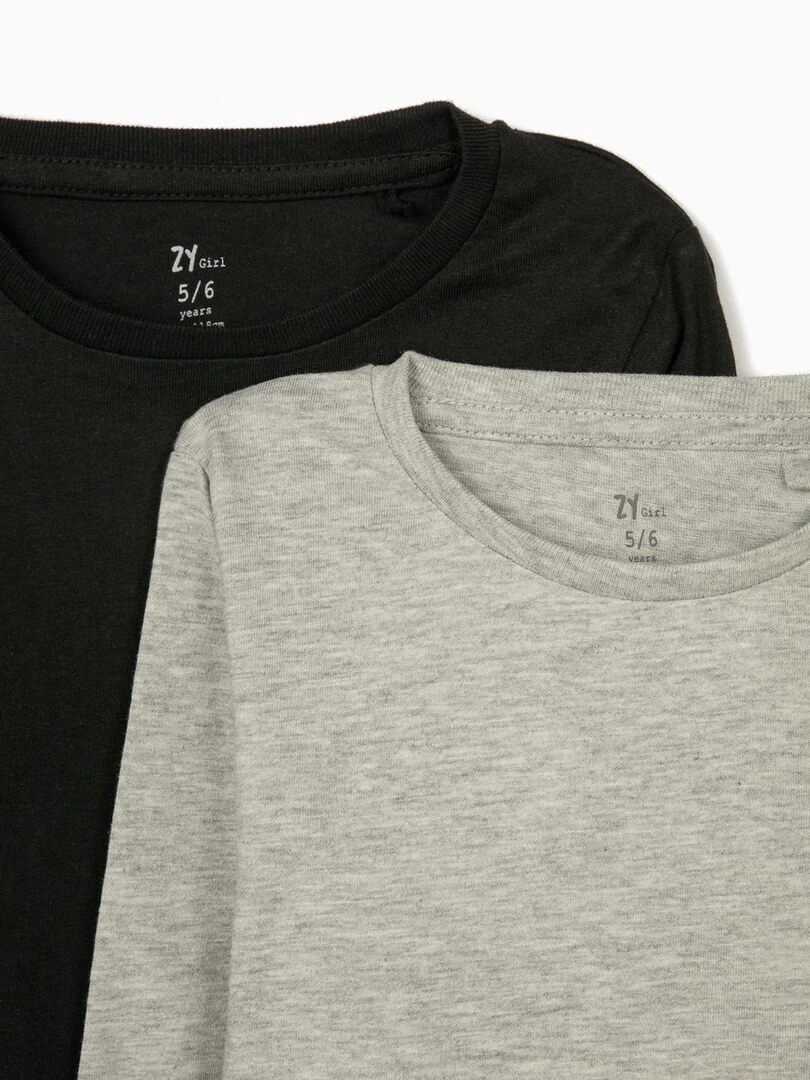 2 T shirts manches longues fille manches longues DISRUPTION Noir