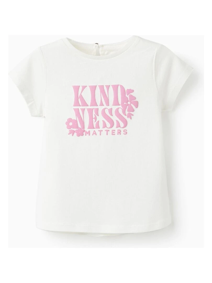 T shirt à manches courtes pour bébé fille 'Kindness Matters' manches courtes THE WAVE TRIBE Blanc