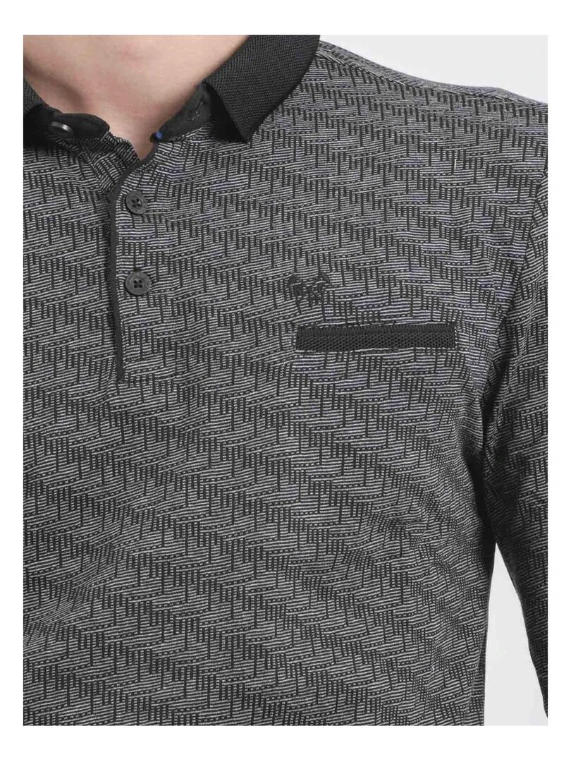 Polo manches longues pur coton PURLY   Noir