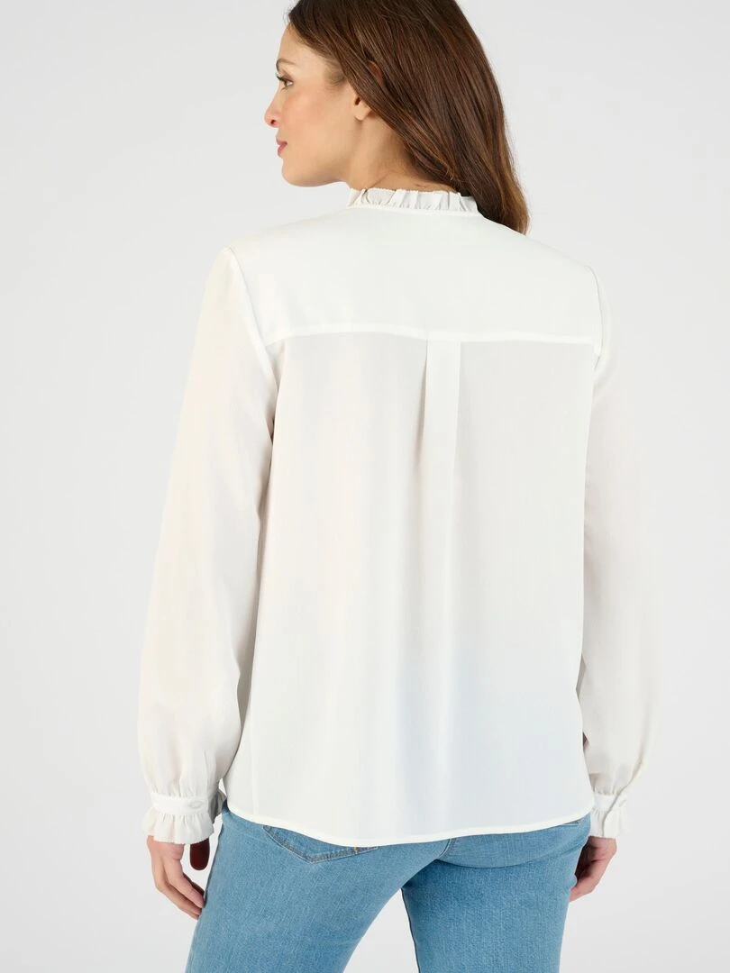 Chemisier crêpe à volants   Damart   Blanc cassé