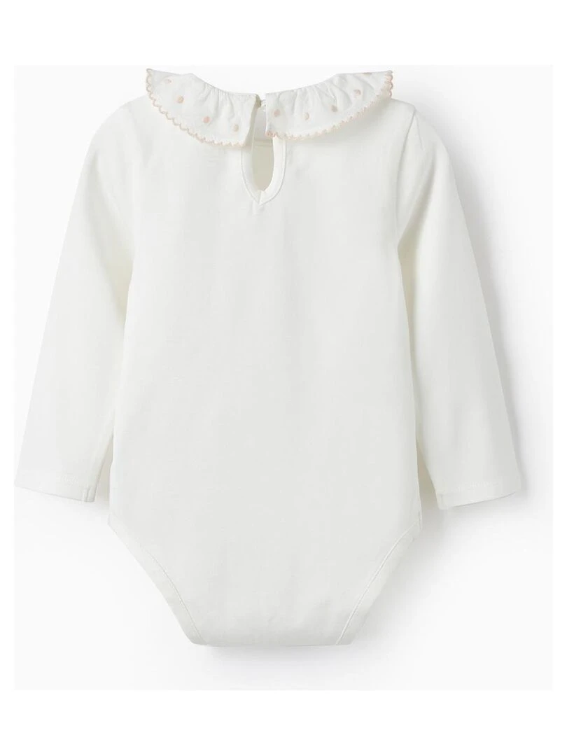 Body en coton avec volant pour bébé fille manches longues SPRING BEGINS Blanc