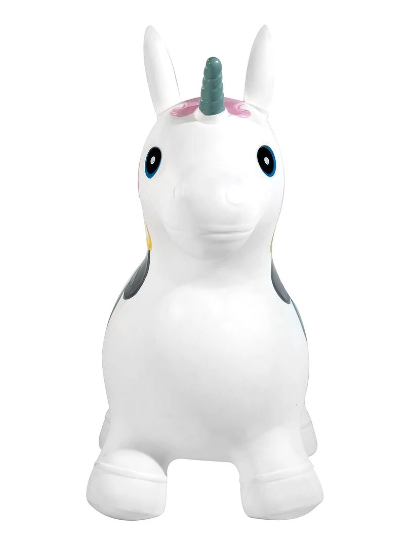 Animal sauteur gonflable en plastique licorne   Blanc