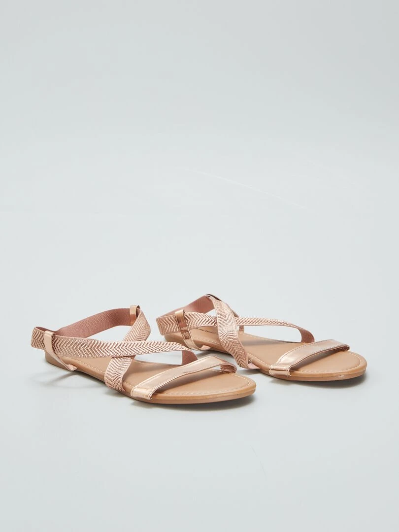 Sandales plates brides élastiques Rose
