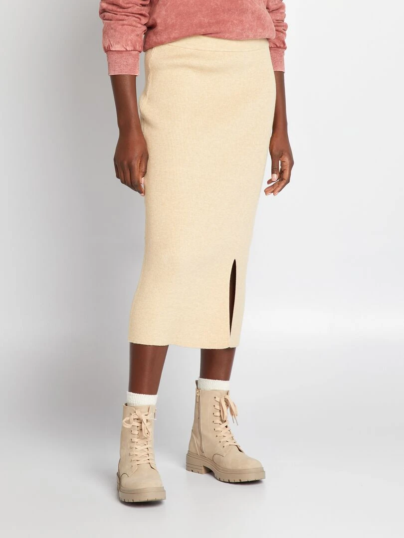 Jupe midi Beige