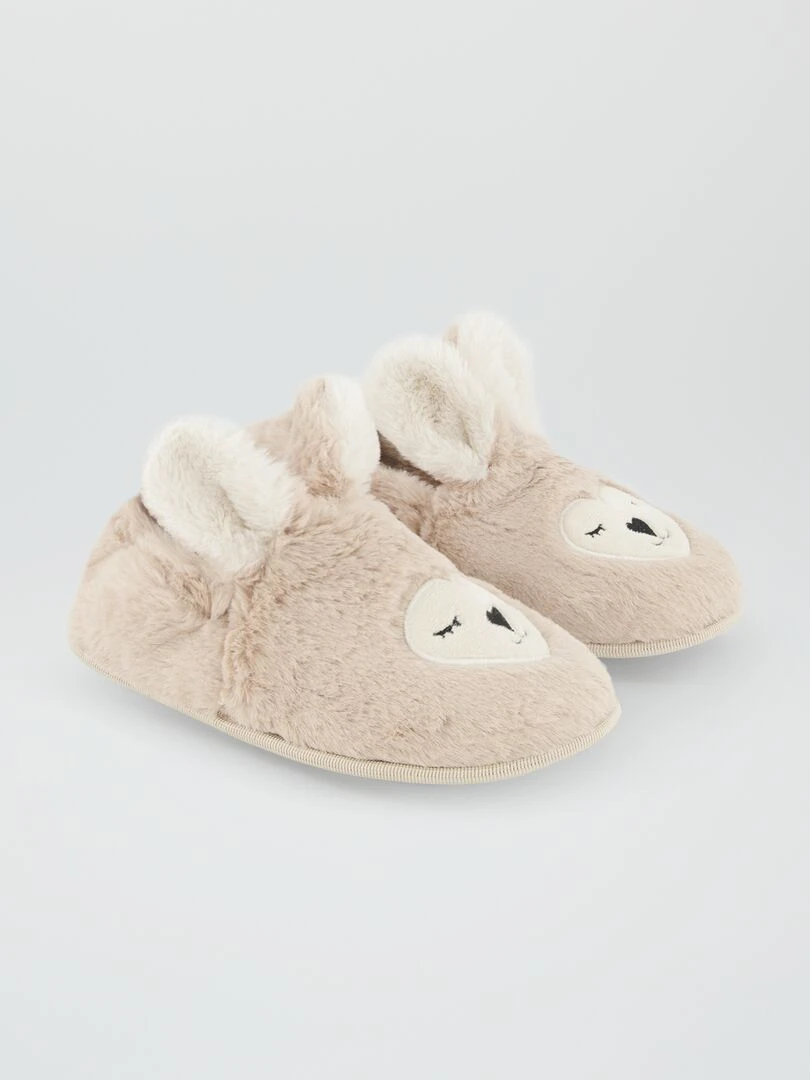 Chaussons doux 'lapins' Beige
