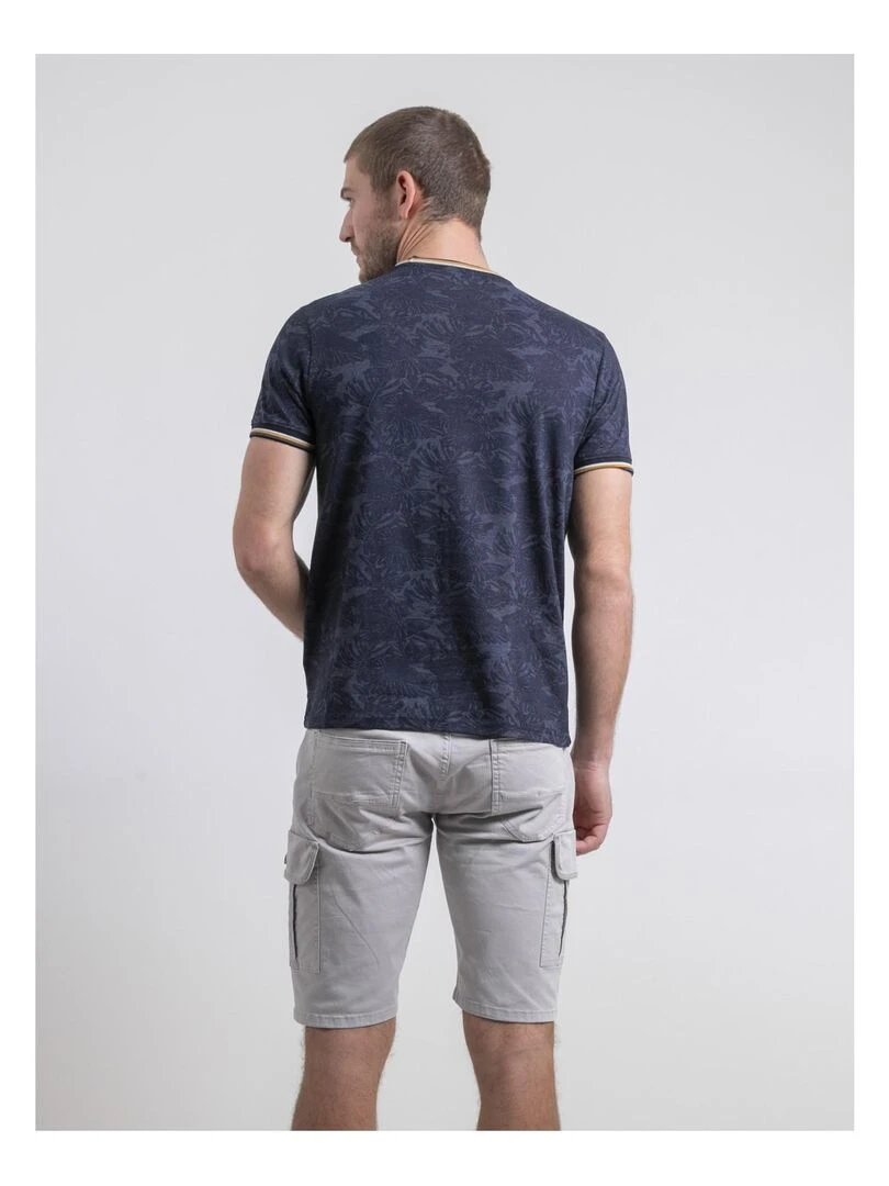 T shirt col rond pur coton NADOMAX Bleu marine