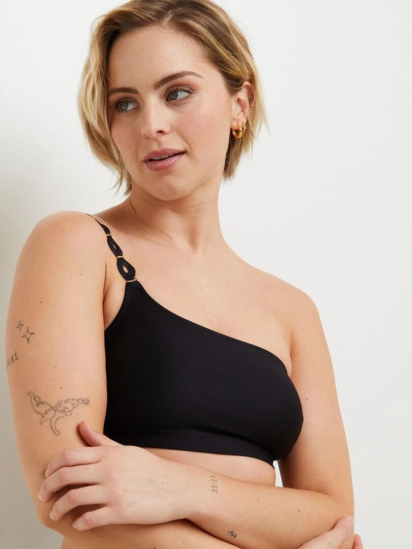 Maillot de bain bandeau 1 epaule Mirette   RougeGorge Lingerie   Noir