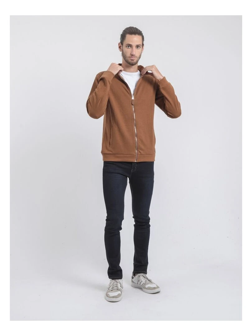 Gilet zippé col montant WITS   Marron caramel