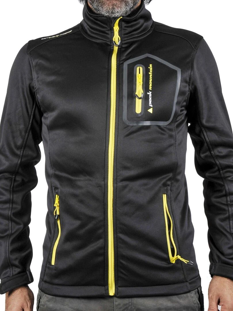 Blouson polar shell homme CRISTOM PEAK MOUNTAIN Noir Jaune