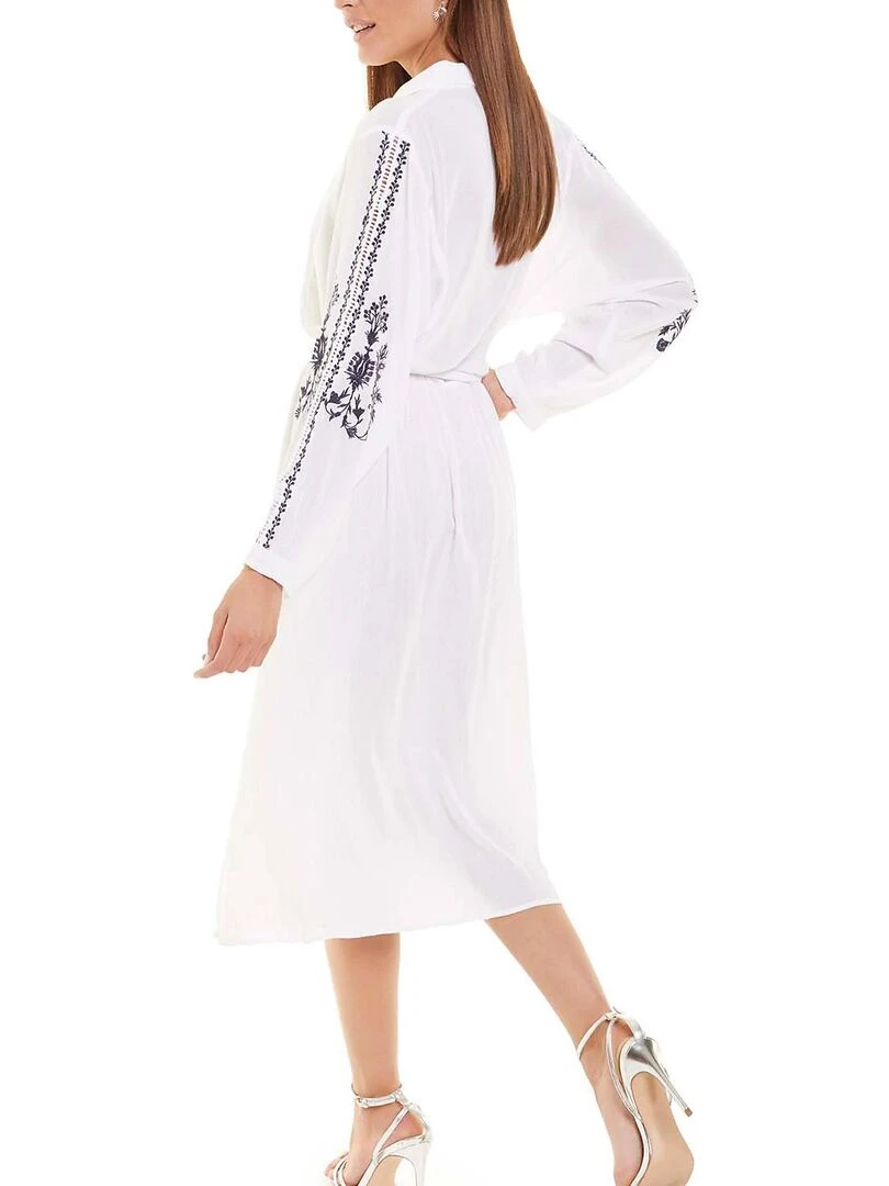 Robe estivale mi longue manches longues blanc Blanc