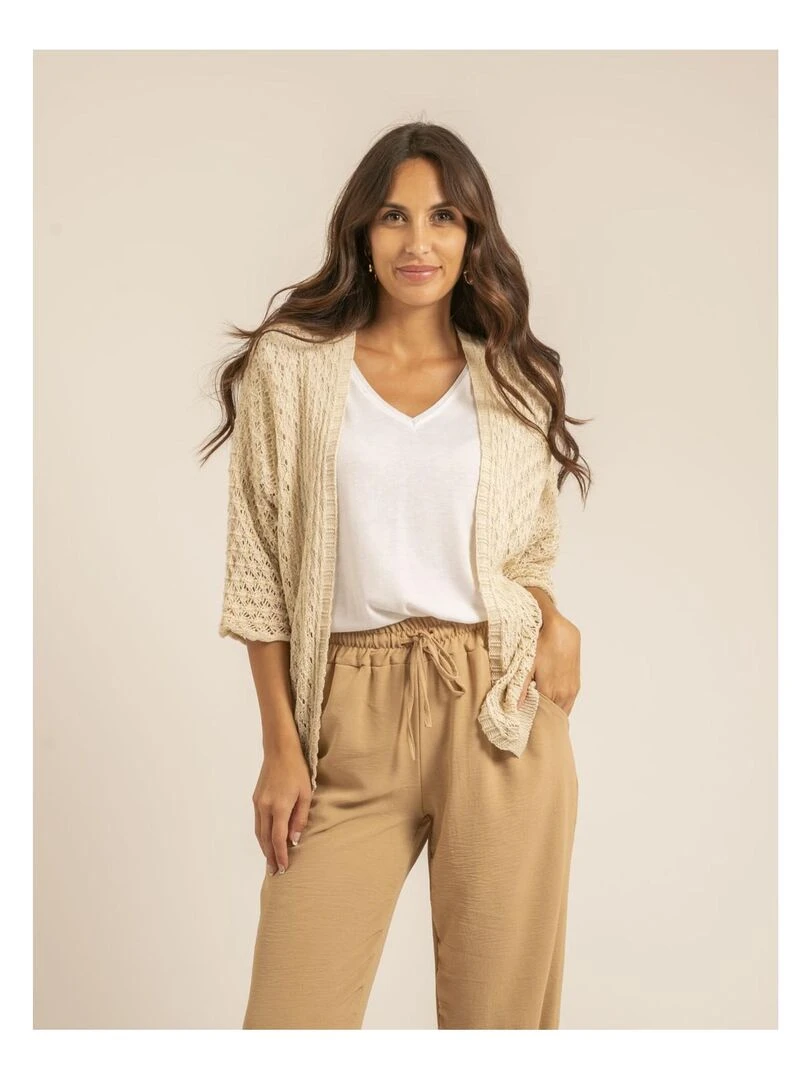 Gilet mi long ouvert KANONA Beige