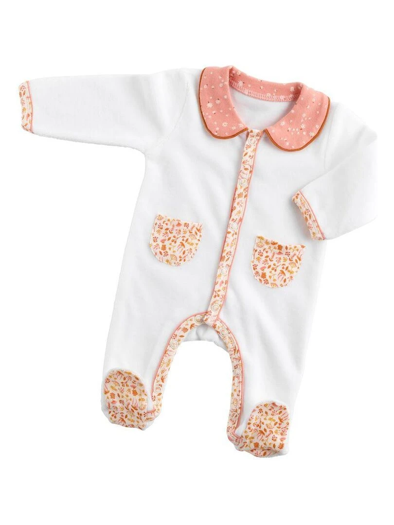 Pyjama bébé en coton SAUTHON Blanc Rose