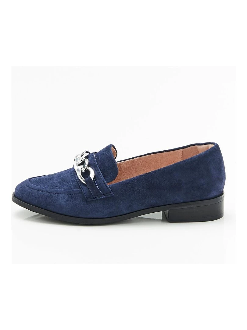 Mocassins aspect nubuck avec boucle   Damart   Bleu marine