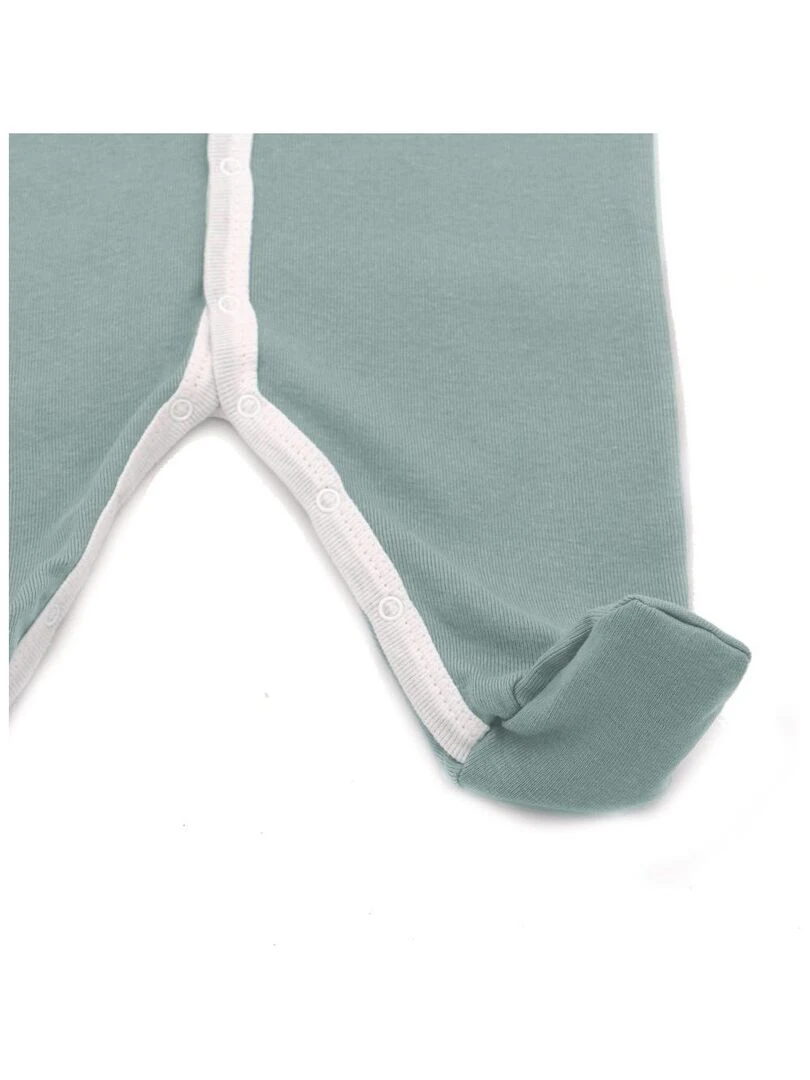Pyjama été léger   100% coton biologique   1 à 6 mois   Vert forêt