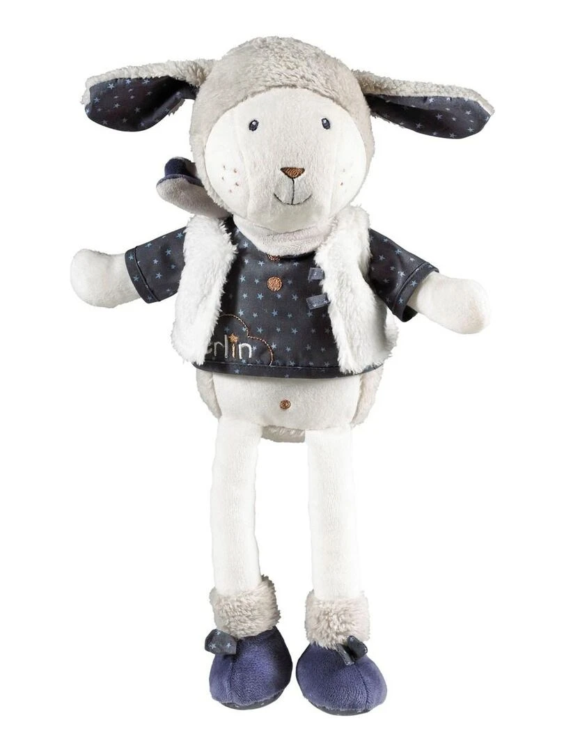 Doudou Mouton en velours blanc SAUTHON Blanc Bleu