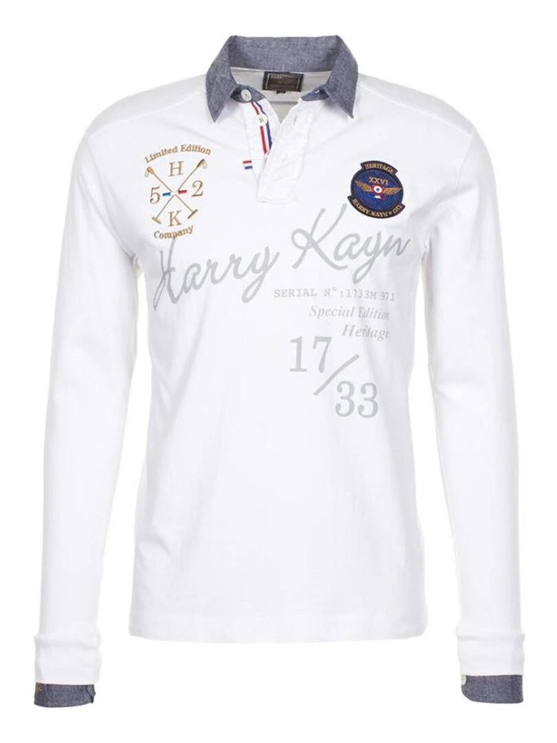 Polo manches longues homme CAZBI HARRY KAYN Blanc