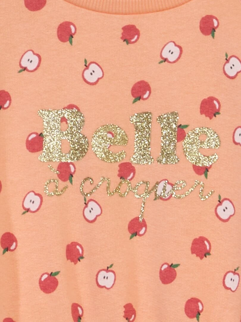 Robe sweat cintrée imprimée Rose Saumon