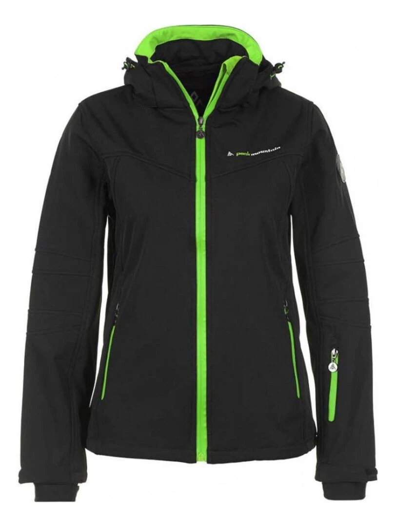 Blouson softshell femme AMALEAK   PEAK MOUNTAIN   Noir Vert