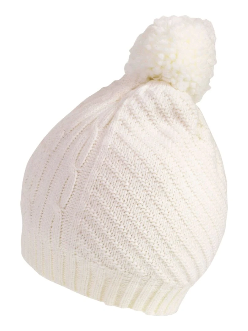 Bonnet Femme Maille D'aran Blanc Blanc