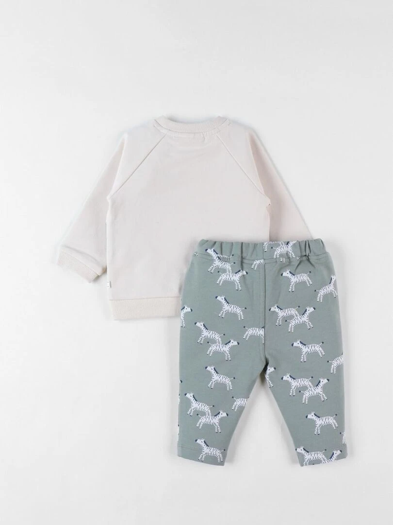Set sweatshirt zèbre + jogging vanille/eucalyptus Noukie's Beige