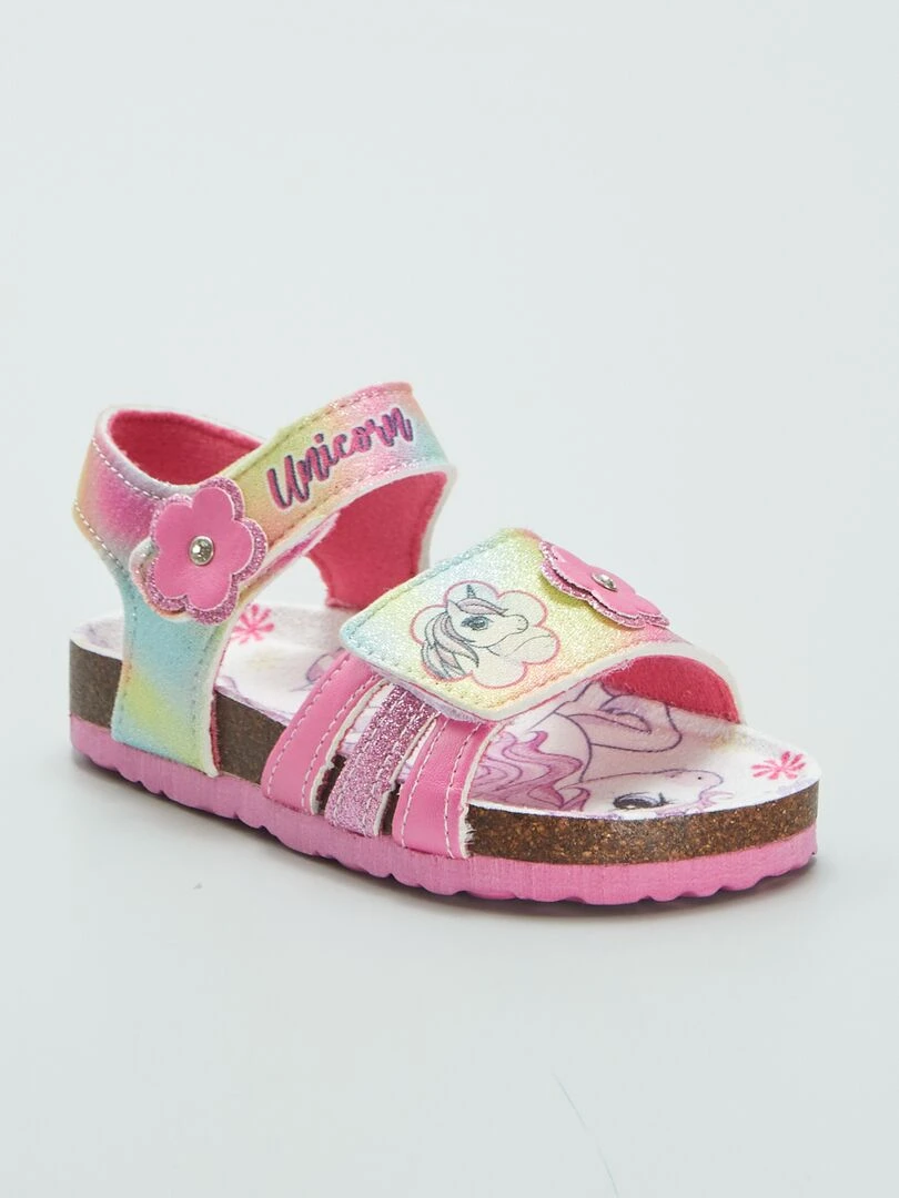 Sandales 'Licorne' à scratchs Rose