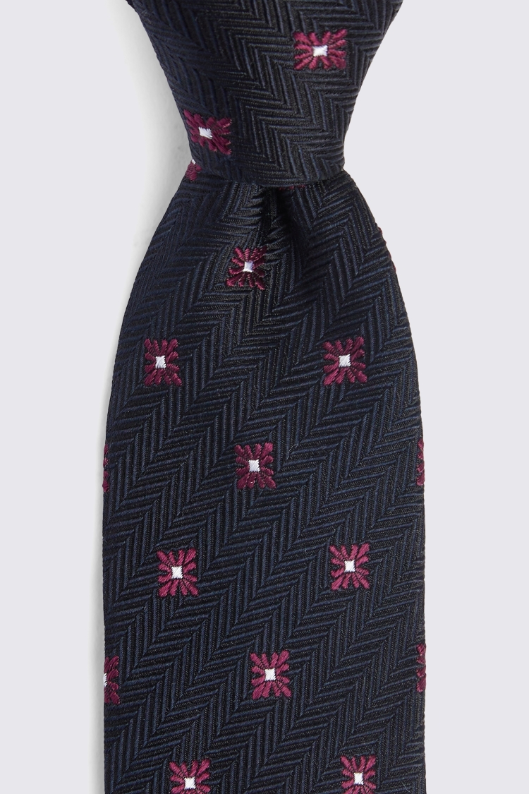 Navy & Wine Geo Silk Tie Buy Online at Moss