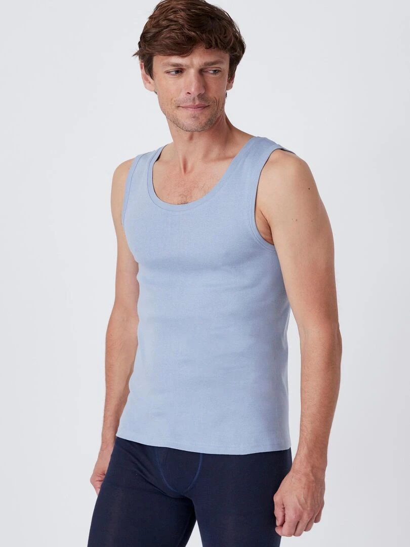 Lot de 2 débardeurs Essential pur coton peigné Damart Bleu