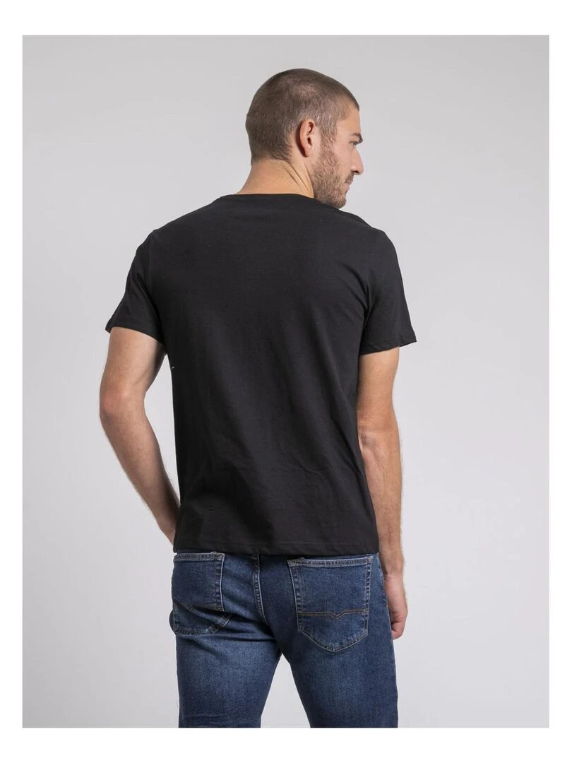 T shirt col rond pur coton JAKITED Noir