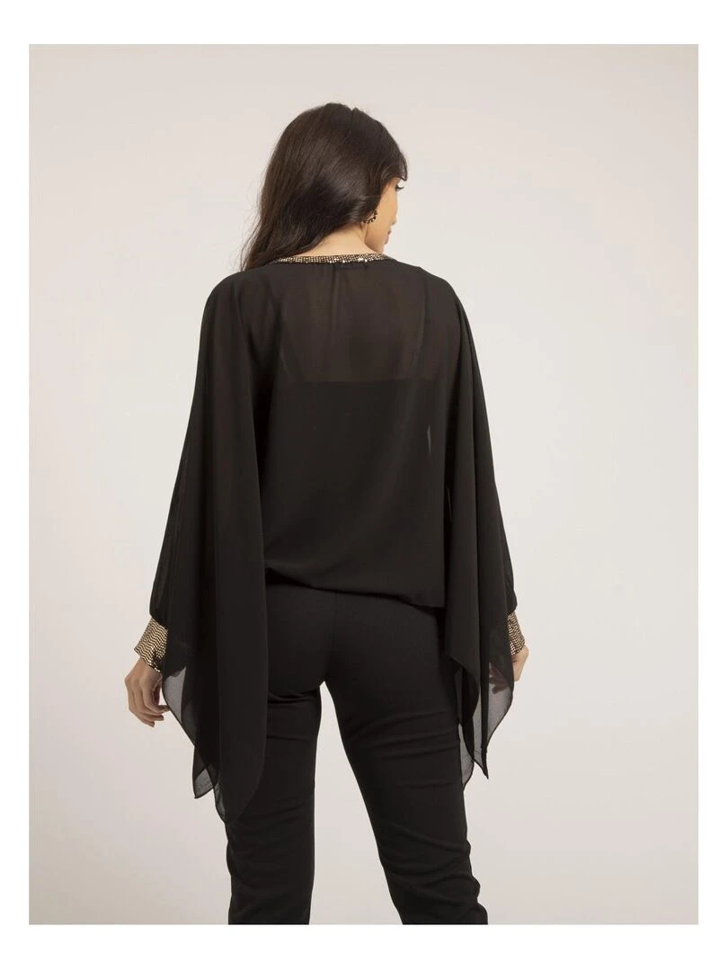 Top poncho voile FANTIA Noir