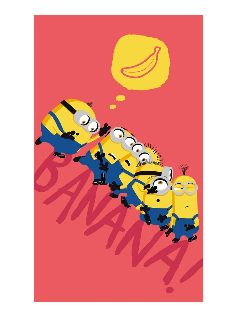 Drap de plage imprimé 100% coton MINIONS BANANA Rouge