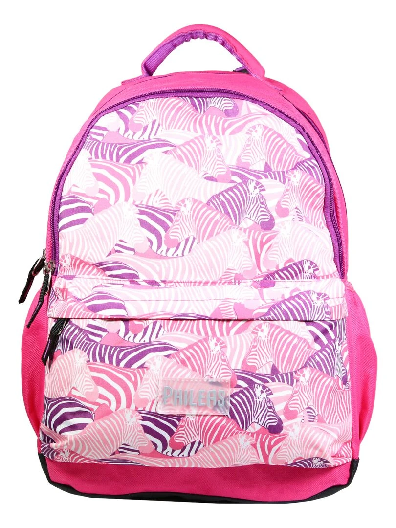 BAGTROTTER Sac à dos 2 compartiments Phileas Rose Zèbre Rose