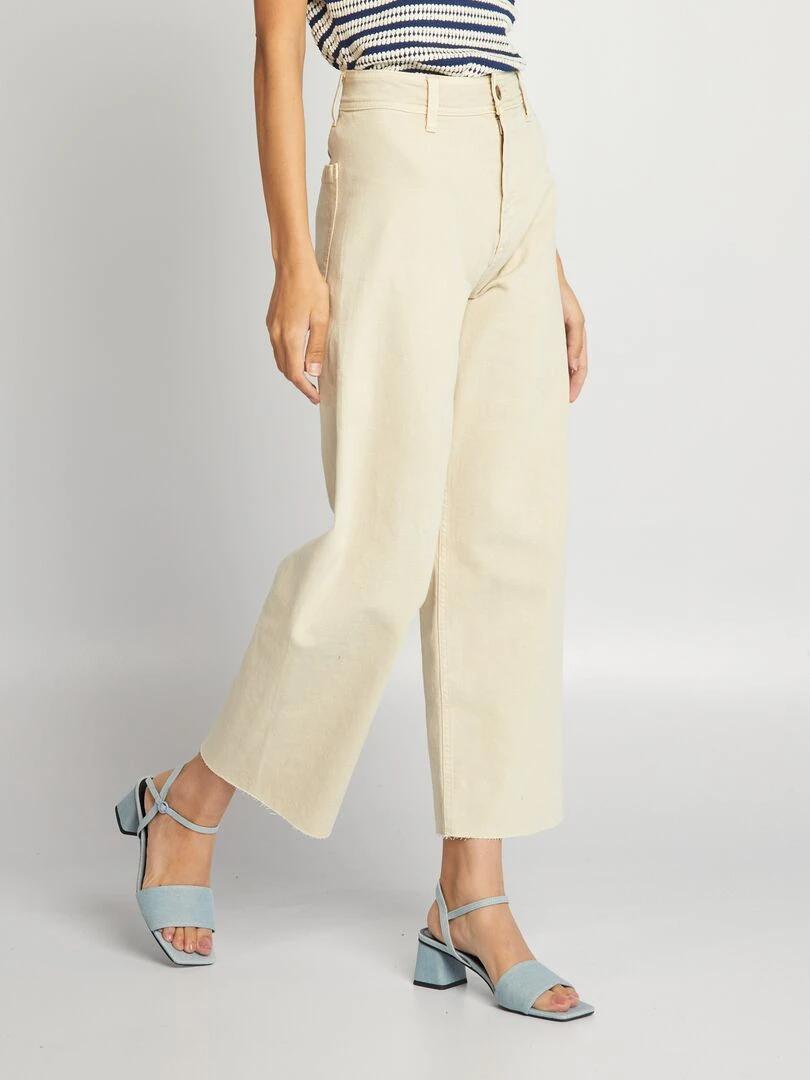 Jean wide leg à taile haute Beige
