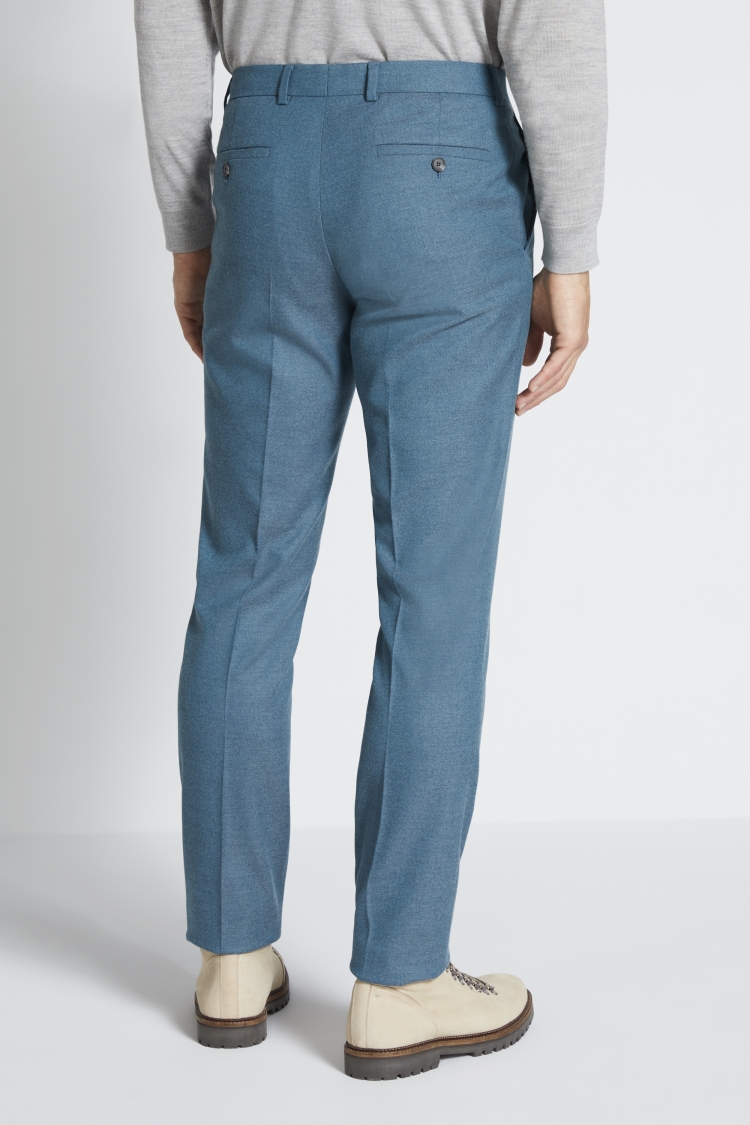 Slim Fit Teal Flannel Trousers Buy Online at Moss