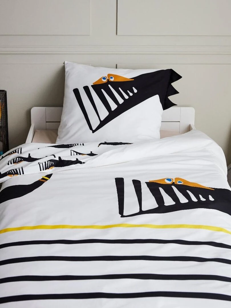Housse de couette Catimini City 140x200 cm et taie d'oreiller 100% Coton Blanc