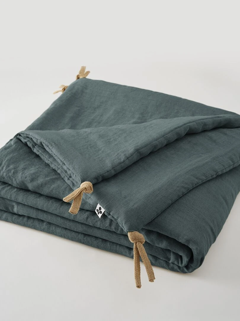 Edredon bout de lit en Lin Soline   Marron