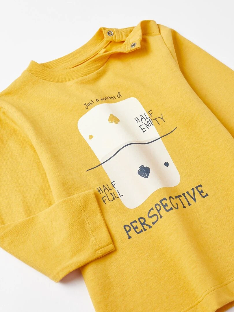 T shirt à manches longues en coton pour bébé garçon 'Perspective' manches longues  ACE CLUBS   Jaune foncé