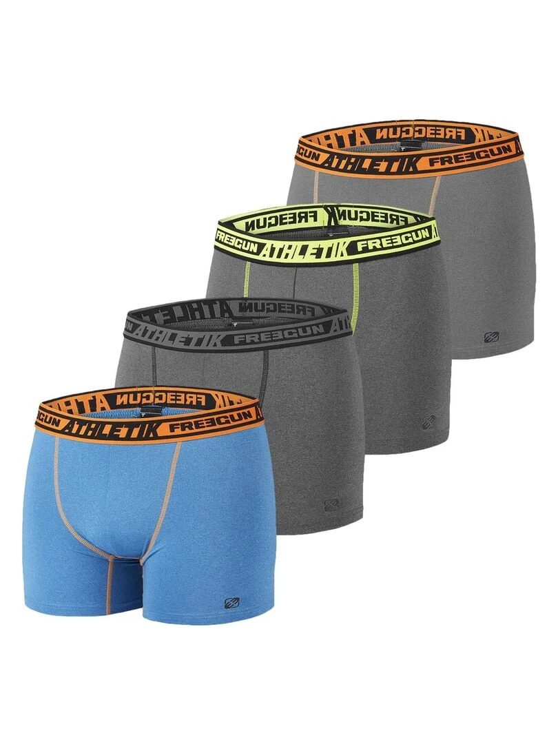 Lot de 4 Boxers homme chiné Aktiv Sport Freegun Gris