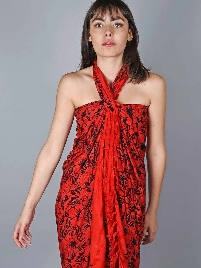 Paréo Batik Lotus Rouge