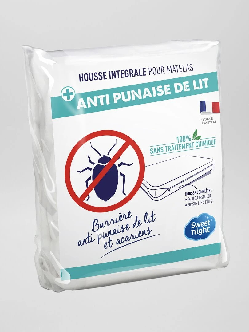 Housse de matelas anti punaise de lit blanc