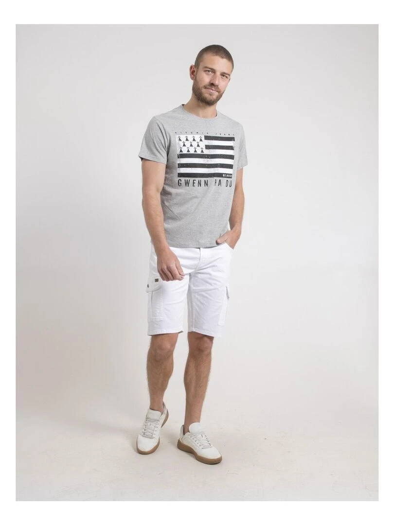 T shirt col rond pur coton NEVENOU   Gris