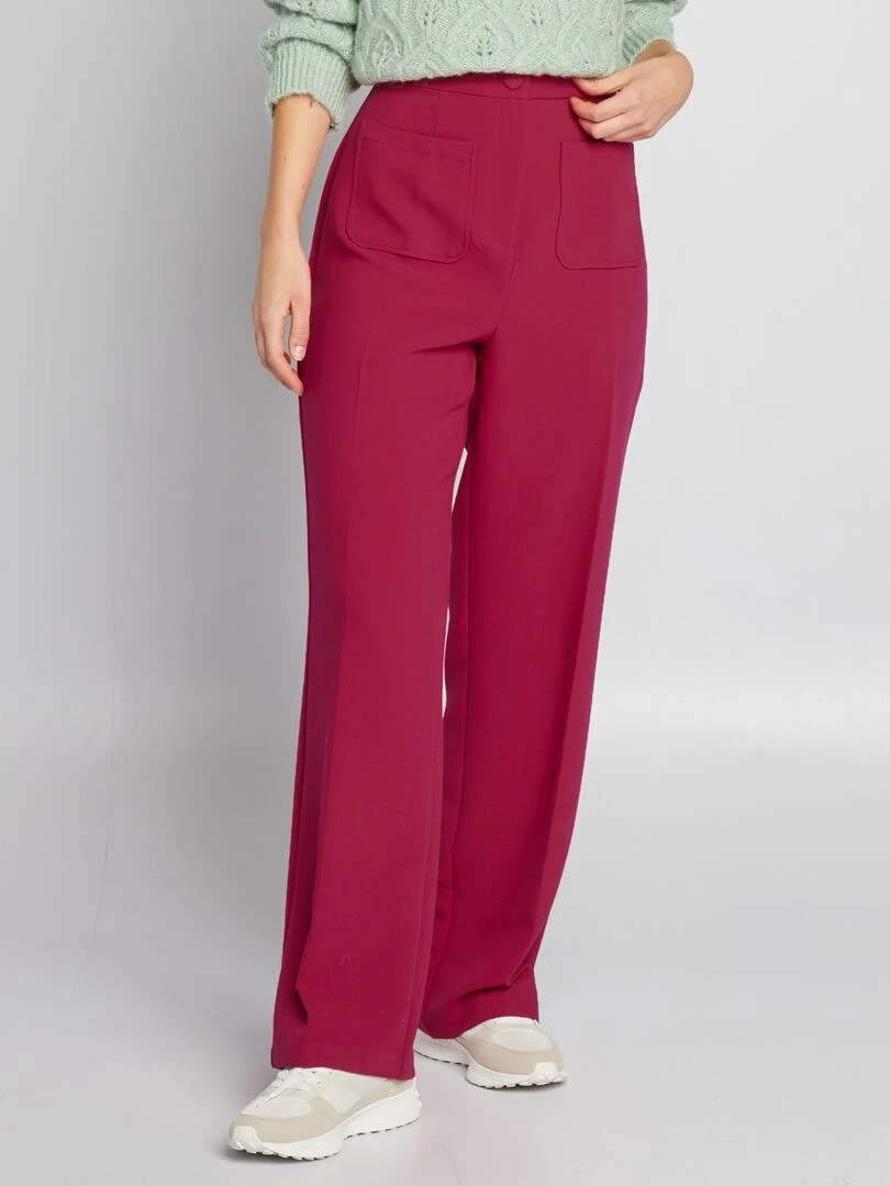 Pantalon droit avec 2 poches plaquées Rouge