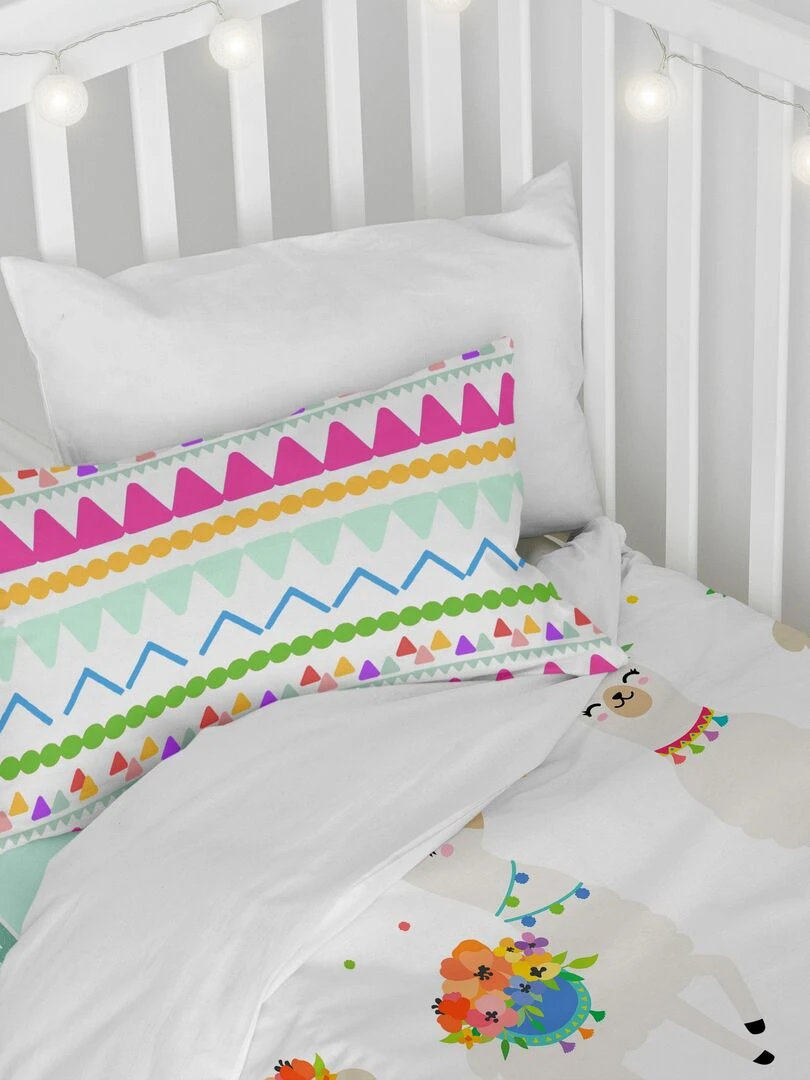 Parure housse de couette 2 pièces Cute llamas Lit Bébé "Happyfriday" Multicolore