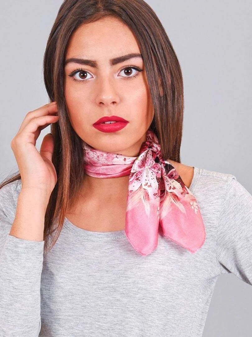 Carré de soie Piccolo Lyséa Rose