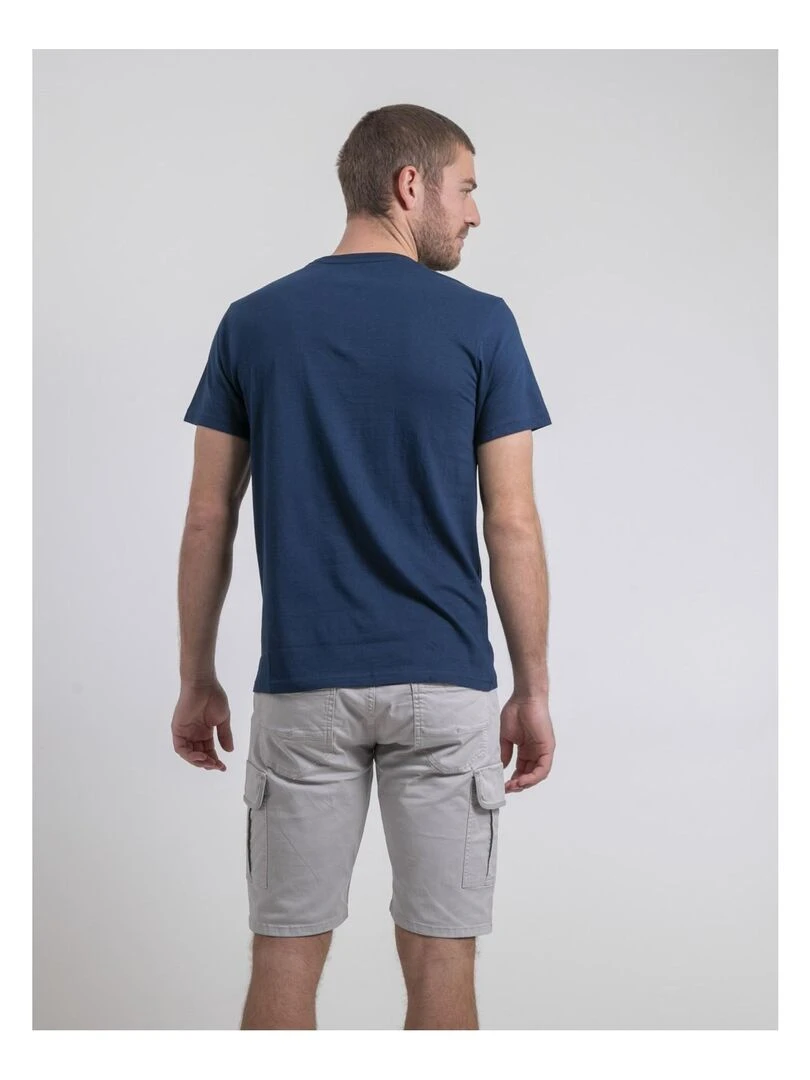 T shirt col rond pur coton NOBENITO   Bleu