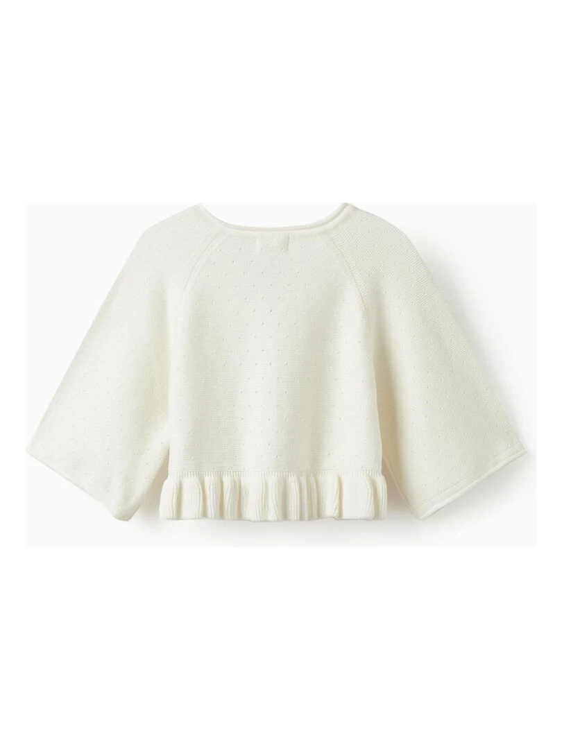 Gilet en Maille avec Volant pour Fille CÉRÉMONIE Blanc