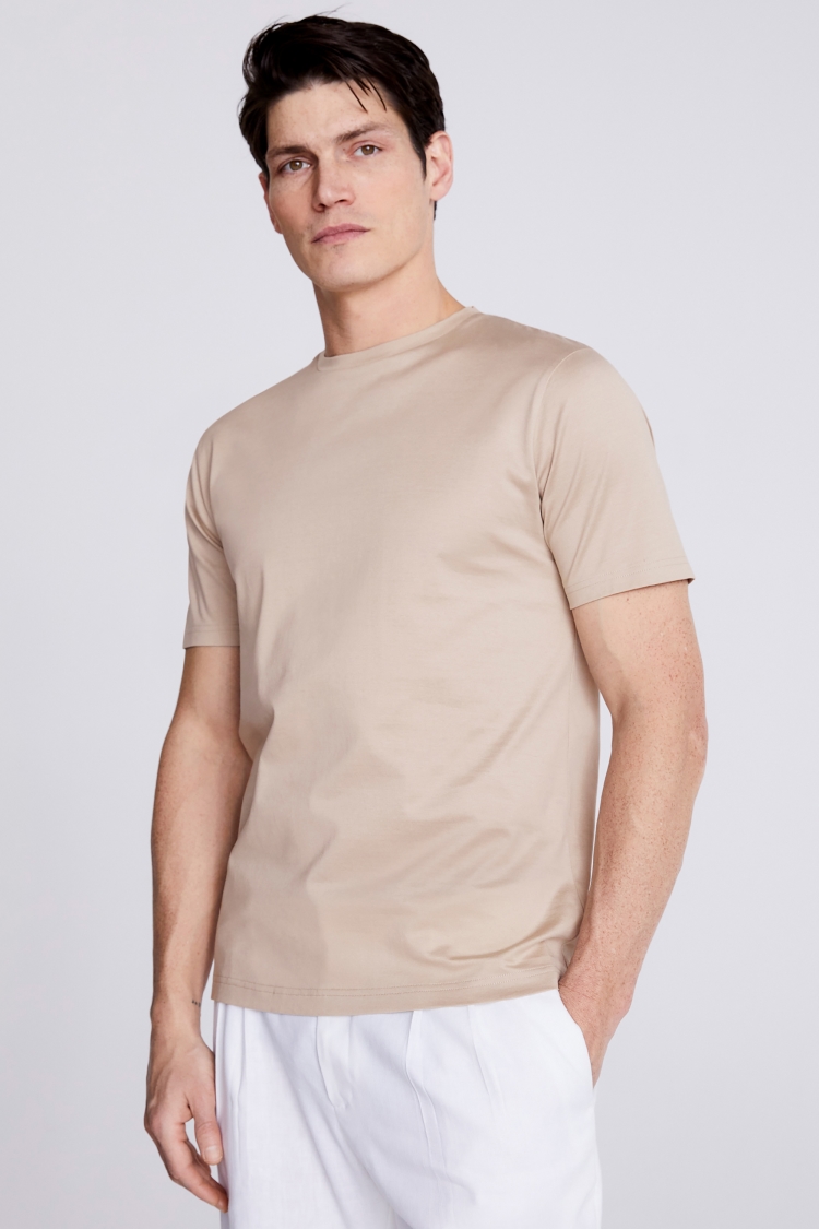 Latte Mercerised Crew Neck T-Shirt Buy Online at Moss