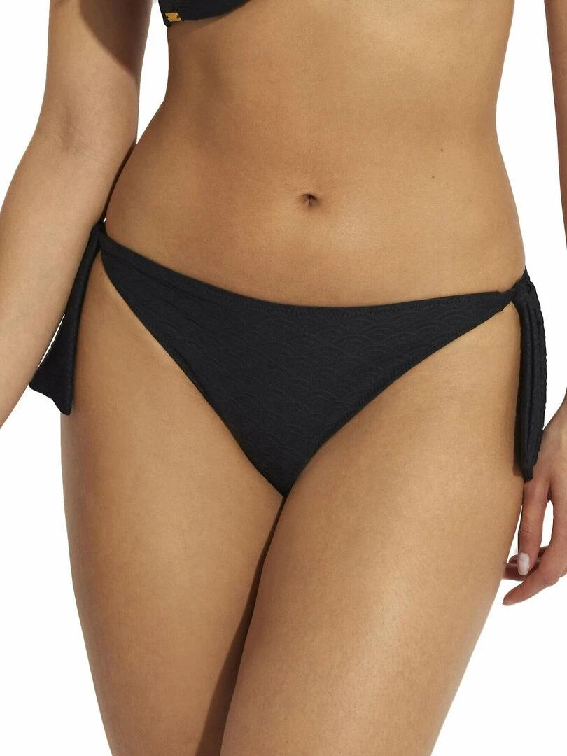 Bas maillot slip de bain taille basse à nouettes Sicilia Noir