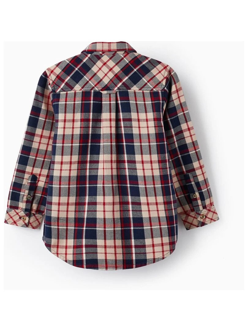 Chemise en coton à carreaux pour garçon 'B&S' manches longues NOËL Bleu foncé
