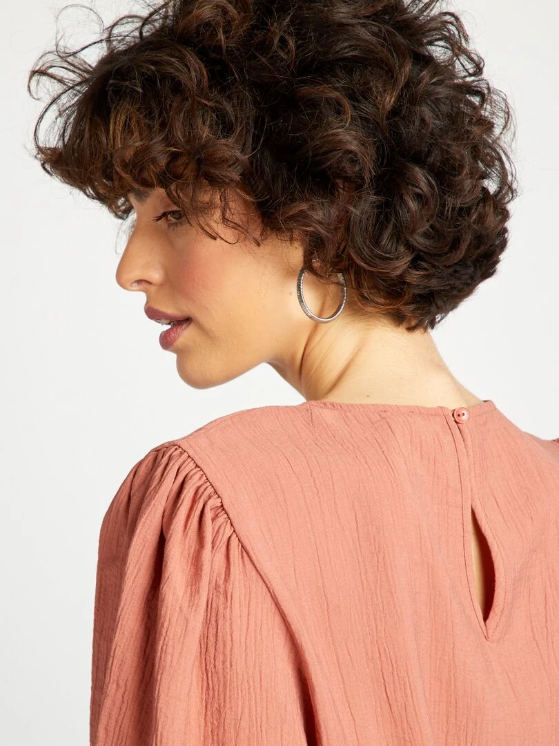Blouse fluide à manches courtes   fuchsia